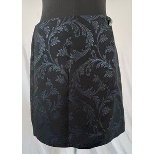 LOFT Black and Blue Floral Mini Skirt